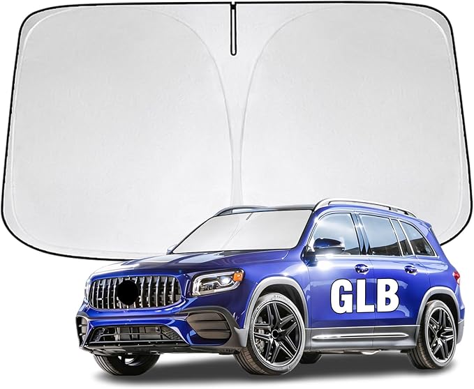 Windshield Sun Shade for Mercedes Benz GLB 250 200 2020-2026 Sunshade 300T Windshield Cover Sun Shield Blocks UV Rays Custom Fit GLB Front Window Shade Sun Visor Foldable Keep Cool