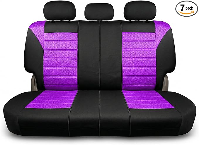 FH Group Automotive Car Seat Covers Rear Set Premium 3D Air Mesh Seat Covers, Airbag Compatible and Split Bench Cover Universal Fit Interior Accessories for Cars Trucks and SUVs - Purple