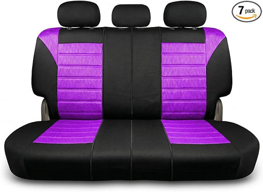 FH Group Automotive Car Seat Covers Rear Set Premium 3D Air Mesh Seat Covers, Airbag Compatible and Split Bench Cover Universal Fit Interior Accessories for Cars Trucks and SUVs - Purple
