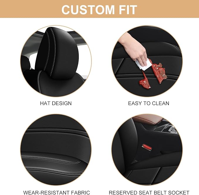 TTX LIGHTING Custom Fit Seat Covers for Mazda CX50 2023 2024 2025 2026, Full Set Faux Leather Black(CX-50 Seat Cover 2023-2026, Black)