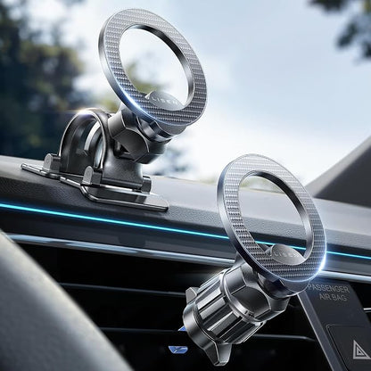 LISEN for MagSafe Car Phone Mount -Strong Magnets Magnetic Phone Holders for Your Car 2-in-1 Vent Dashboard Magnet Cell Phones Holder Mounts Car Accessories Gitfs for Men Women fit iPhone, CarbonFiber