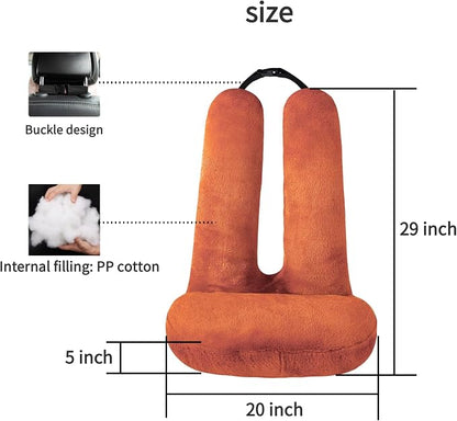 FHSGGP Travel Pillow Car Travel Sleep Support Pillow 2-in-1 Lap Pillow and Car Pillow with Neck and Body Support for Adults and Kids on Long Trips Kids Travel Pillow Brown