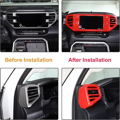 Car Center Console Air Conditioning Outlet Trim Cover Kit Compatible with Toyota Tundra/Sequoia 2022-2026, ABS Dashboard Side A/C Vent Panel Decorative Frame Protection Accessories, For 8-inch Screen