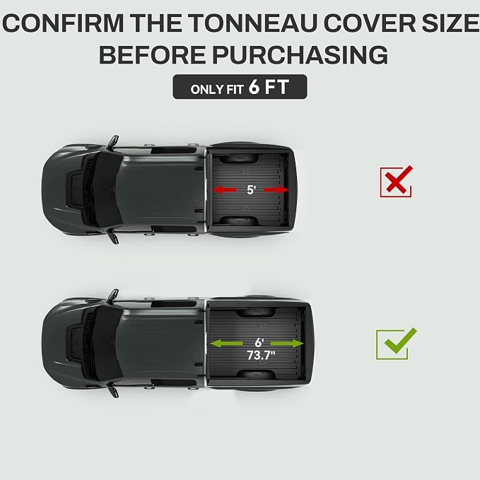 AUTOSAVER88 FRP Hard Tri-fold Truck Bed Tonneau Cover Fit for Toyota Tacoma 2024 2025 2026 6ft Bed (Excl. Trail Edition)