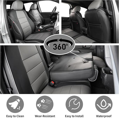 EKR Tacoma Car Seat Covers Custom Fit for Toyota Tacoma (Petrol) 2024 2025 2026 DoubleCab/CrewCab SR/SR5/TRD Sport/TRD Off-Road/Limited -Truck Seat Covers Full Set,Faux Leather(Black/Gray)