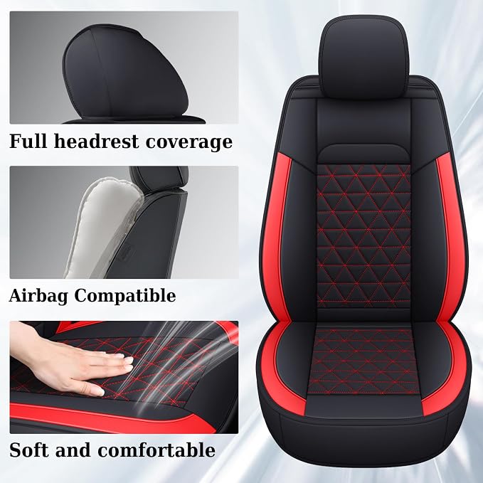 Coverado Seat Covers for Dodge Ram, Waterproof Front Car Seat Covers for Truck Compatible with 2002-2026 Dodge Ram 1500 2500 3500 Crew Double Mega Quad Cab(Red)