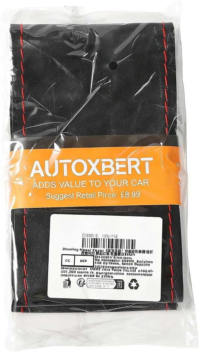 AUTOXBERT 38cm/15 Inch Hand Sewing Steering Wheel Cover Breathable Anti-Slip Leather Steering Wheel Cover for Nissan Qashqai Toyota Camry RAV4 VW Golf