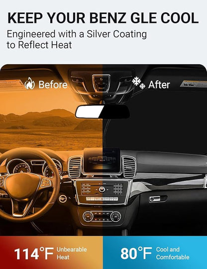 Proadsy 2026 Upgrade Front Windshield Sunshade Foldable Sun Shade Sun Visor Custom Fit 2016-2019 GLE-Class Accessories