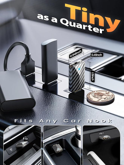 Wireless CarPlay & Android Auto Adapter, Convert Wired to Wireless, Fast Auto Connect and No Lag, Plug & Play USB with Gold-Plated Connector, Carbon Fiber Design, Compatible with iPhone & Android