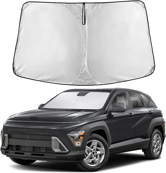 EcoNour Windshield Sunshade Compatible for Hyundai Kona 2024 2025 2026, Sun Visor for Front Windshield & Window Sun Shade Cover, UV Heat Blocker & Protector, Car Accessories