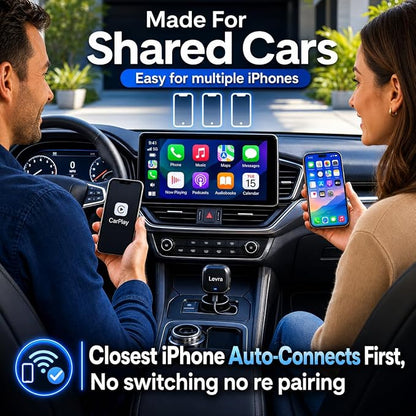 Ultra Compact Multi-User AUTO-Connect Wireless CarPlay Adapter 2026 for iPhone – Fast & Stable 5GHz Dual Band WiFi, Converts Wired to Wireless, USB-A/USB-C, for Cars 2016+, iOS 10+