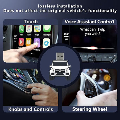Wireless CarPlay Adapter for iPhone - for Daily Commute & Road Trip, No App Needed, Plug & Play Convert Wired to Wireless, Ultra-Compact 4x4 SUV Design with Low Latency - White
