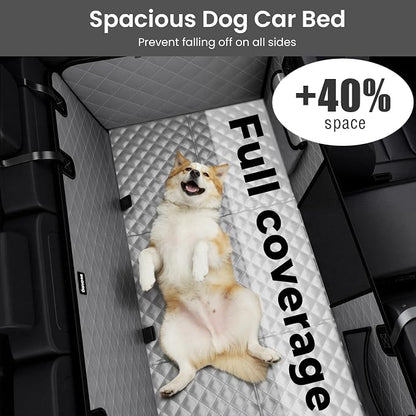 Pecute Back Seat Extender for Dogs 57 * 28.7 in, Upgraded Sofa Leather Dog Car Seat Cover for Back Seat, Foldable in the Car, Hard PVC Panels Bottom Support to 330 lbs, for Full Size Truck/SUV
