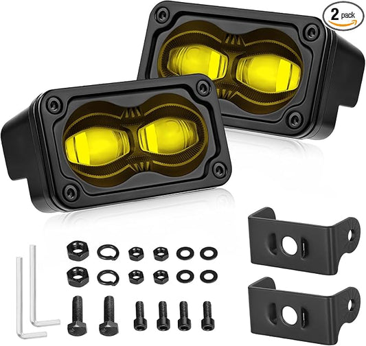 3 Inch SAE Fog Lights 40W CREE Yellow LED Pods Cut-Off Low Beam DOT Approved Fog Lights Yellow Small Offroad Lights 2 Packs for Truck Pickup Motorcycle Dirt Bike SUV UTV ATV