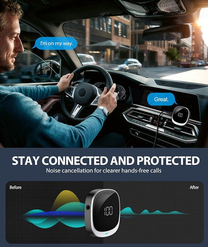 COMSOON AUX Bluetooth Adapter for Car, [LED Screen] Bluetooth 5.3 Receiver for Speaker/Home Stereo/Wired Headphones, 3.5mm Wireless Audio Receiver for Hands-Free Call/Music, Dual Connection