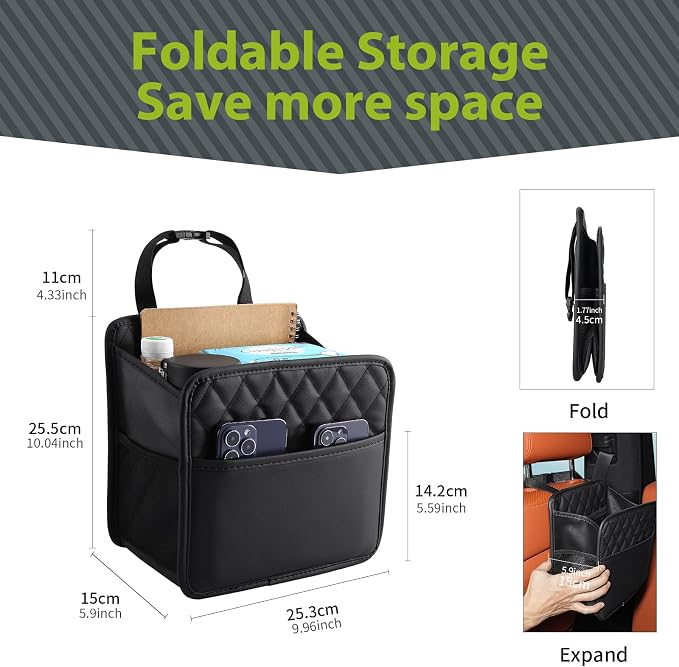 FrgKbTm 2Pack Car Seat Back Organizer, Waterproof Car Backseat Organizer with Cup Holders Large Capacity Hanging Car Storage Bag for Phones Documents Cups Bottle Travel Compatible with Most Vehicles