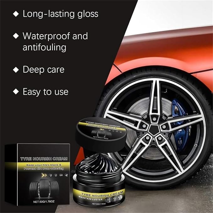 Tyre Nourish Cream, Tire Coating Paste, Tire Refurbishment Cream, Powerful Wheel Cleaning Refurbish Wax, UV Protection and Waterproof Coating, Designed to Enhance Vehicle Aesthetics Efficiently (1PCS)