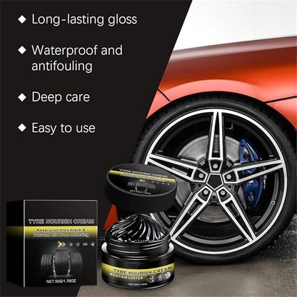 Tyre Nourish Cream, Tire Coating Paste, Tire Refurbishment Cream, Powerful Wheel Cleaning Refurbish Wax, UV Protection and Waterproof Coating, Designed to Enhance Vehicle Aesthetics Efficiently (1PCS)