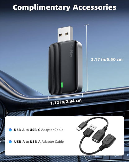 MoKo Wireless CarPlay Adapter for Apple iPhone, Mini Car Play Adapter for iOS 10+ & Cars with Apple CarPlay, Wired Car Play to Wireless, Fast Response Stable Control No Delay Not for Android,BlackGry