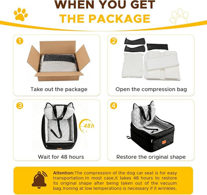 Dog Booster Car Seats for S/M Dogs Up to 35lbs,Pet Car Seat/Travel Bed with Washable&Removable Cover,Storage Pockets,Dog Safety Belt and Elevated Cushion Fits in Front/Back Seat