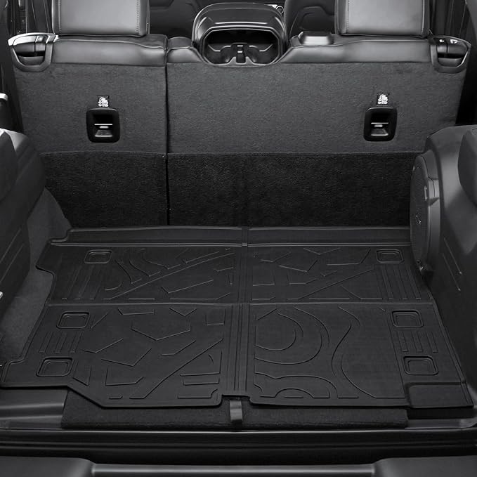 Floor Mats for Jeep Wrangler JL Gas 2018-2025 2026, All Weather Floor Mats Trunk Cargo Liner and Door Sill Guards Accessories (Fit 4-Door Unlimitied)