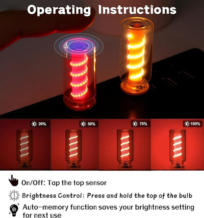 LED Car Interior Light, Touch Control USB Night Lamp, Retro Style Ambient Lighting for Auto, Bedroom, Desk (2PCS Red)