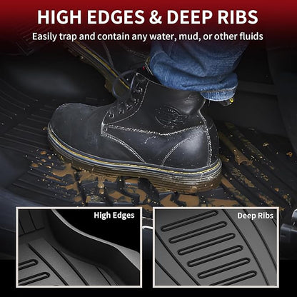 LASFIT Floor Mats Custom Fit for Audi Q5 SQ5 2018-2025(Include Q5/SQ5 Sportback 2021-2025), All-Weather Protection TPE 1st & 2nd Row Car Liners for Audi Accsessories, Easy to Clean, Black