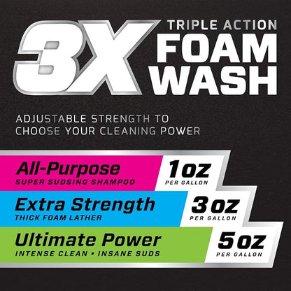 Mothers Triple Action Foam Wash, 100 oz. — pH Balanced, Eco-Friendly, Super-Sudsy, Foam Cannon, Safely Clean Without Stripping Wax, Sealant or Coating, Remove Dirt & Grime, Super Concentrated (05610)