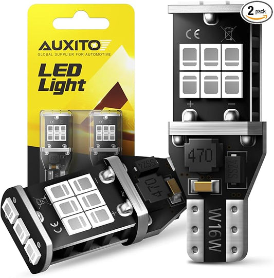 AUXITO 912 921 LED Bulb Red, Third Brake Center High Mount Stop Light, Canbus Error Free T15 906 904 922 W16W LED Bulbs, Exterior Center High Mount Stop Red 3rd Brake Tail Lights (Pack of 2)