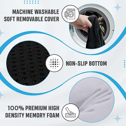 Large Memory Foam Seat Cushion Lumbar Support Pillow for Sciatica & Tailbone Pressure Relief Coccyx Pad for Office Chair, Car,Wheelchair,Home,Office