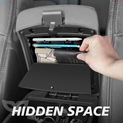 Muslogy Center Console Hidden Organizer Compatible with 2005-2021 Nissan Frontier Accessories One-Touch Armrest Hidden Storage Box Middle Console Insert Secret Organizer Compartment ABS Material