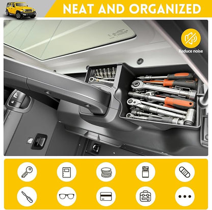 Rear Trunk Organizer for 2024-2025 Jeep Wrangler JL JLU 4XE 4 Door Accessories, Wheel Well Storage Bin Trunk Side Storage Box Cargo Tray for 24-25 Wrangler JL 4dr(Not for Gladiator/JK)