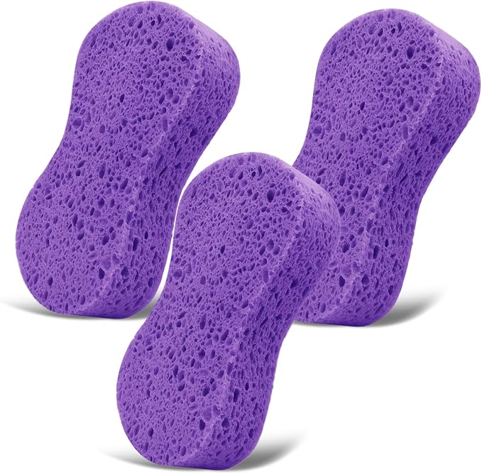 3PCS Car Wash Sponge, Heavy Duty Car Sponges for Washing, Car Accessories Large Sponges for Cleaning, Automotive Cleaning Supplies, Eco Friendly Sponge (7.68 x 3.74 x 1.38 Inch), Purple