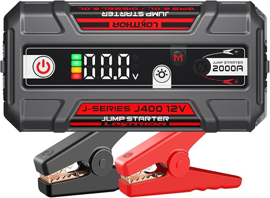 LOKITHOR J400 Portable Jump Starter, 12V 2000A Lithium Battery Booster with ConnectMax Tech, Car Jumper Box for Up to 8.0L Gas & 6.0L Diesel Engines, Smart Digital Display