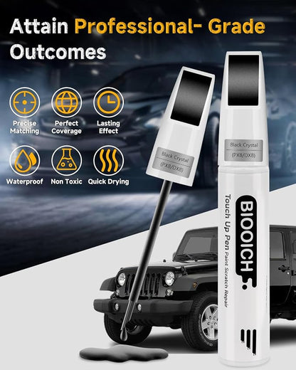 Touch Up Paint Pen Exact Color Match Car Chip and Scratch Repair (for Jeep, Black Crystal(PX8/DX8))