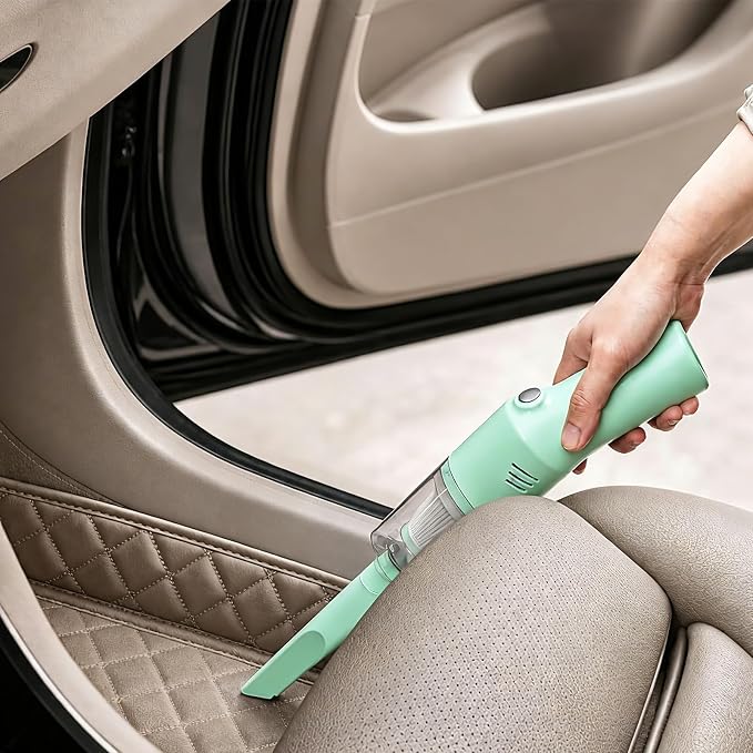 catsMeow Mini Handheld Vacuum Cordless, Lightweight Portable Small Vacuum Cleaner for Car, Desk, Keyboard, Sofa, Drawers and Crumbs, USB Rechargeable with Washable Filter, Mint Green