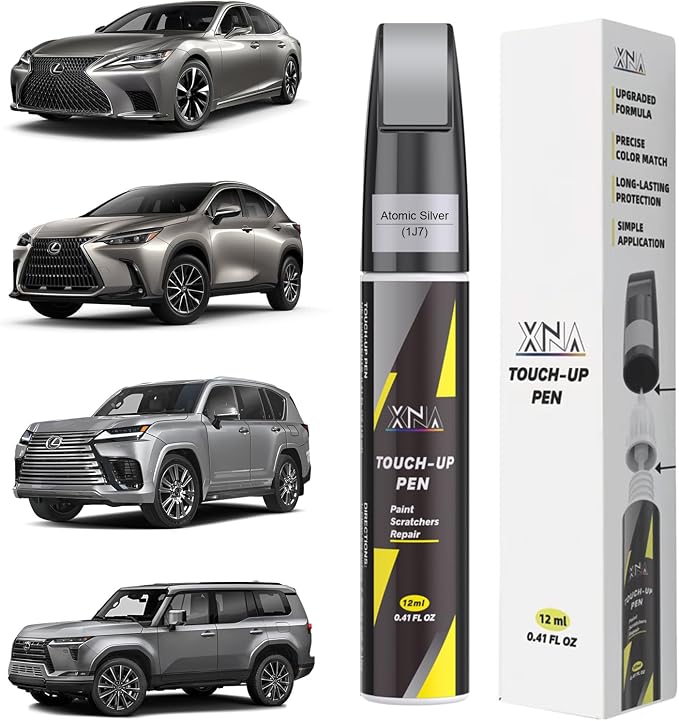 XNA Atomic Silver(1J7) for Lexus Touch Up Paint, Car Scratch Remover for Nicks and Chips Repair, 2-In-1 Quick & Easy Fix Car Scratch Repair Kit with Exact Color-Matched