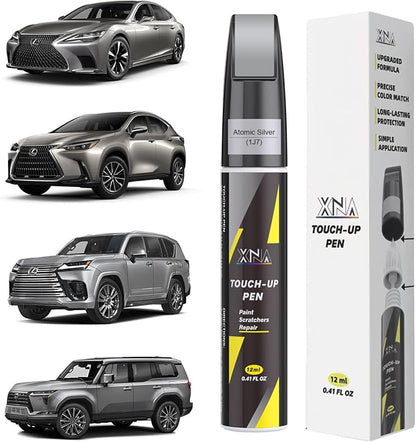 XNA Atomic Silver(1J7) for Lexus Touch Up Paint, Car Scratch Remover for Nicks and Chips Repair, 2-In-1 Quick & Easy Fix Car Scratch Repair Kit with Exact Color-Matched