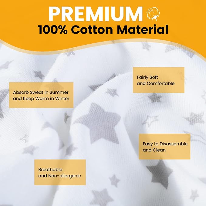 Orzbow Infant Car Seat Cover Liner, 100% Cotton Newborn Carseat Protective Cover, Breathable Prevent Wear & Dirt Suitable Travel Systems (0-12m), Easy to Clean, Machine Washable, White
