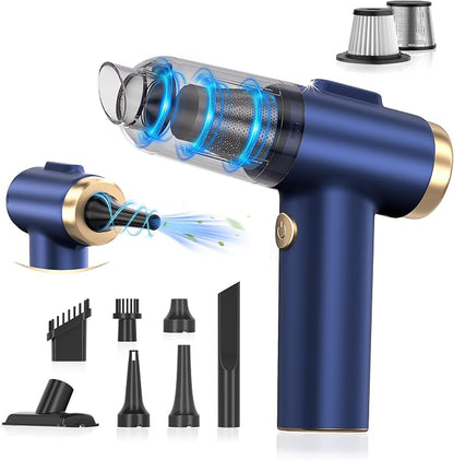 Handheld Car Vacuum Cleaner, 2-in-1 Portable Mini Car Vacuum Cleaner,21000Pa High Power & Air Duster, Handheld Vacuum Cordless with LED Light and Multi-Nozzles for Car,Home,Office,Pet