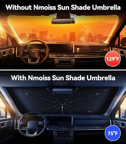 Nmoiss Windshield Sun Shade Umbrella [Vinyl Coating Heat Shield] Fit for 2013-2026 Hyundai Santa Fe, SE/SEL/XRT/Limited/Calligraphy Accessories, Protect Car from Sun Rays