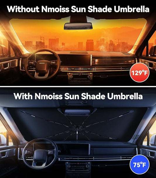 Nmoiss Windshield Sun Shade Umbrella [Vinyl Coating Heat Shield] Fit for 2013-2026 Hyundai Santa Fe, SE/SEL/XRT/Limited/Calligraphy Accessories, Protect Car from Sun Rays