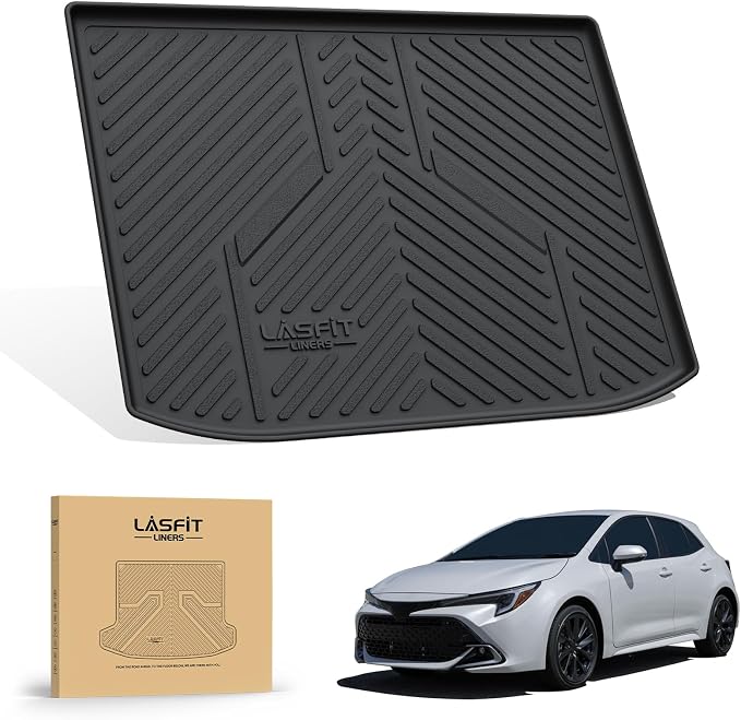 LASFIT Cargo Trunk Mat for 2019-2026 Toyota Corolla Hatchback & 2023-2026 GR Corolla, All Weather TPE Custom Fit Trunk Mat Trunk Liner Trunk Tray Cargo Liner Cargo Tray, Black
