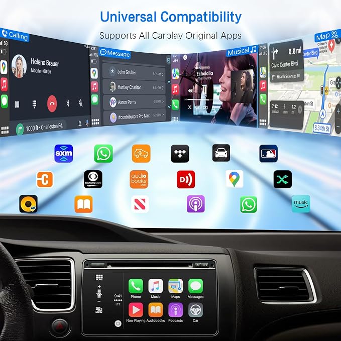 Mini Wireless Carplay Adapter, Convert Wired to Wireless Car Play & Android Auto 2-in-1 Adapter for Apple iPhone & Android Phone, Plug & Play, Auto Connect, No Delay, w/USB C for iOS 10+ Android11+