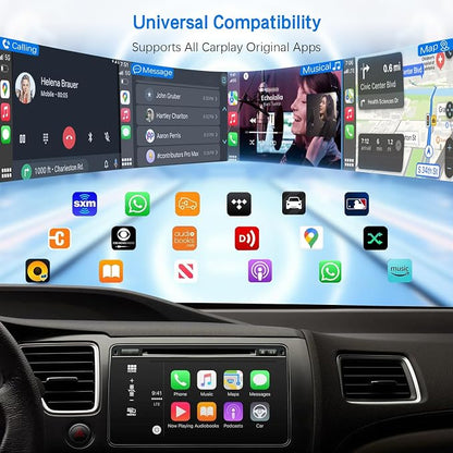 Mini Wireless Carplay Adapter, Convert Wired to Wireless Car Play & Android Auto 2-in-1 Adapter for Apple iPhone & Android Phone, Plug & Play, Auto Connect, No Delay, w/USB C for iOS 10+ Android11+