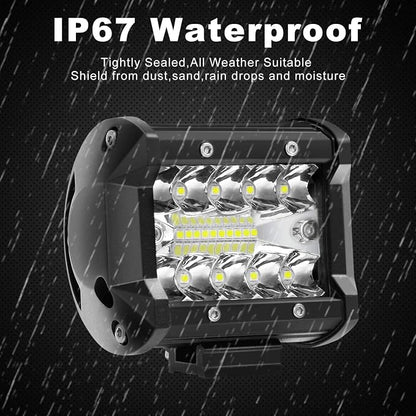 8PCS LED Pods, 4 Inch 60W LED Light Bar, 4PCS Spot Flood Combo Off Road Light Triple Row LED Work Light 6000LM Driving Fog Lamps for Pickup Truck Jeep ATV UTV SUV Boat Light
