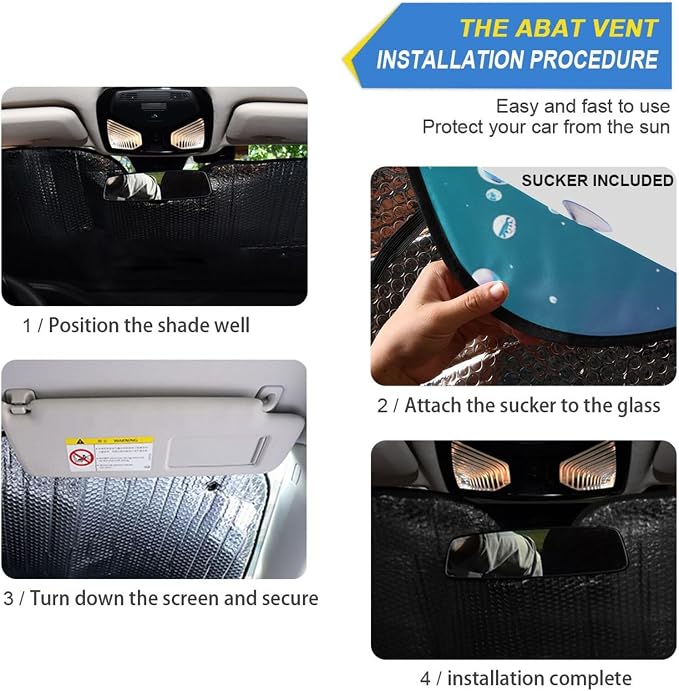 Windshield Sun Shade Sea Turtle Summer Front Window Block UV Shades Visor Reflective Retractable for Car SUV Trucks