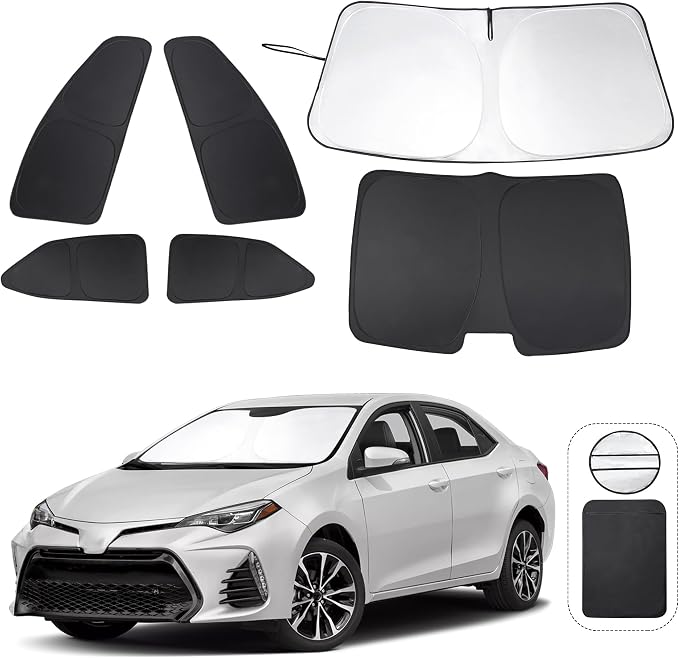 TINGLU Window Shades for Toyota Corolla 2014-2019 6PCS Accessories Car Side Full Windows Windshield Sun Shade Sun UV Rays & Privacy Protection for Camping Napping Relaxing