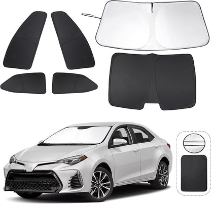 TINGLU Window Shades for Toyota Corolla 2014-2019 6PCS Accessories Car Side Full Windows Windshield Sun Shade Sun UV Rays & Privacy Protection for Camping Napping Relaxing