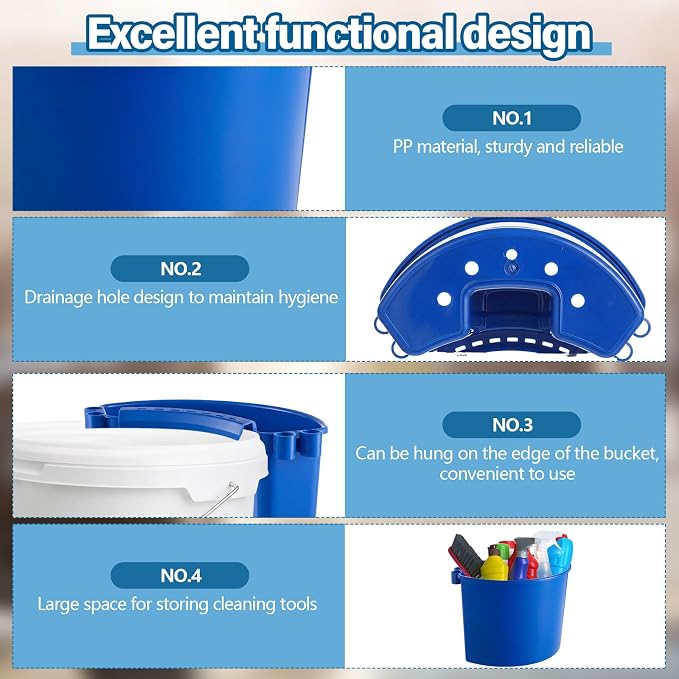 2 Pcs Car Detailing Bucket Organizer 10.2 x 7.8 x 5.5 Inch Car Washing Bucket Caddy Portable Multipurpose Hanging Organizer for Accessories Tool Home Garden Camping (Blue)
